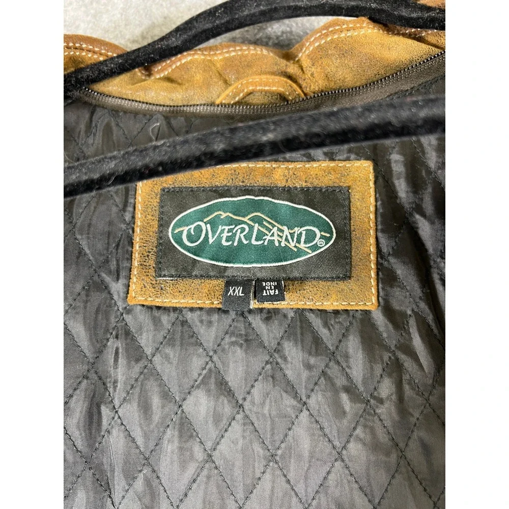 Overland Memphis Moto Leather Jacket Mens 2XL Brown La Marque Quilted Full Zip